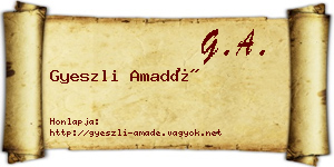 Gyeszli Amadé névjegykártya